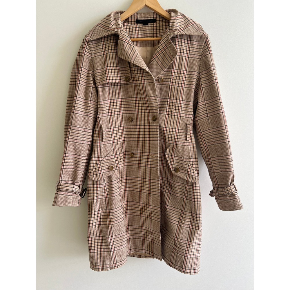 Express Design Studio Large Plaid Double Breasted Coat Dark Academia Chic Preppy